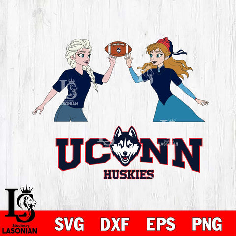 UConn Huskies Elsa & Anna Football Cricut,Christmas SVG DXF EPS PNG FILE, NCAA Digital Download,Instant Download, Silhouette