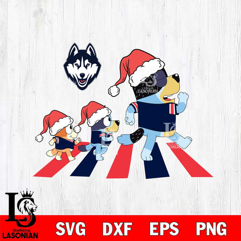 UConn Huskies Family Bluey Walking Christmas Svg Eps Dxf Png File, Digital Download, Instant Download