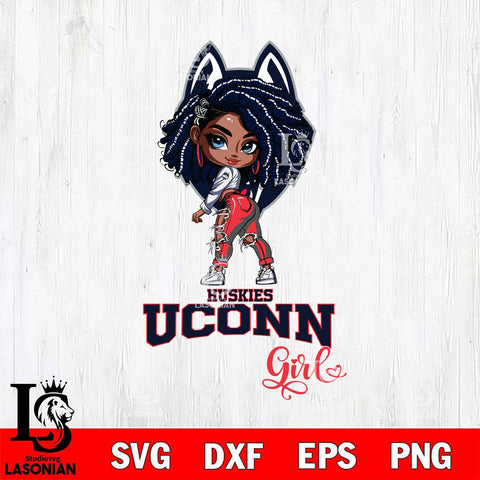 UConn Huskies Fan Girl Svg Eps Dxf Png File, Digital Download, Instant Download