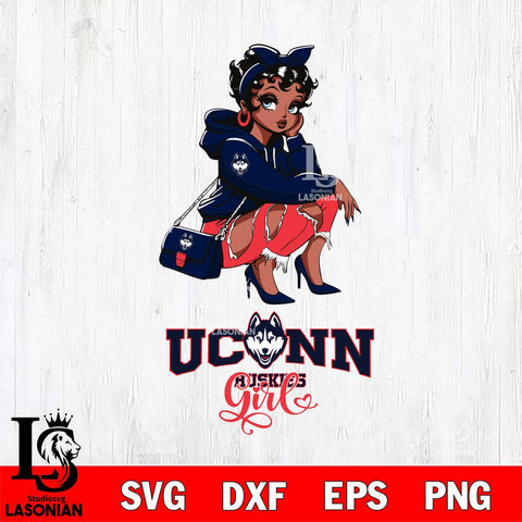 UConn Huskies Fashion Black Fan Girl Betty Boop, Svg Eps Dxf Png File, Digital Download