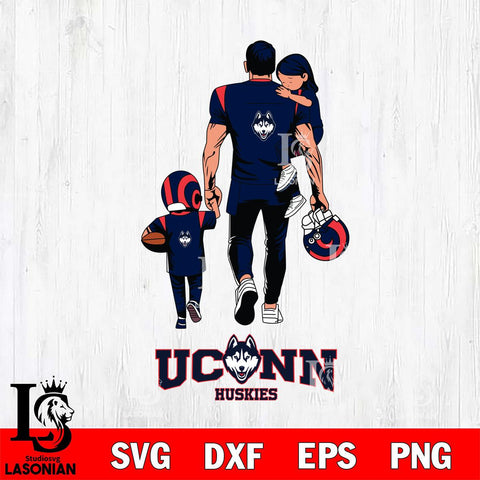 UConn Huskies Father And Son Football SVG DXF EPS PNG FILE,NCAA SVG, Father day Digital Download,Instant Download, Silhouette
