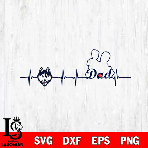 UConn Huskies Father Heart Beat Svg Eps Dxf Png File, Digital Download, Instant Download