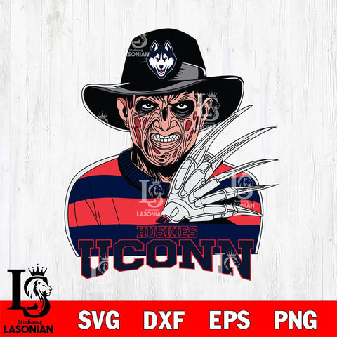 UConn Huskies Freddy Krueger Horror Halloween Svg Eps Dxf Png File, NCAA svg, Digital Download, Instant Download