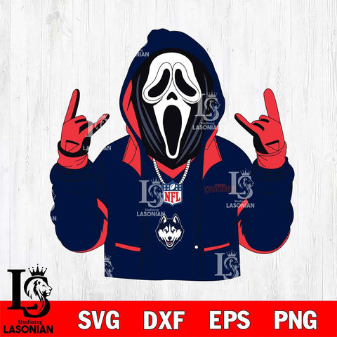 UConn Huskies Ghostface Scream Football Halloween Svg Eps Dxf Png File, NCAA svg, Digital Download, Instant Download