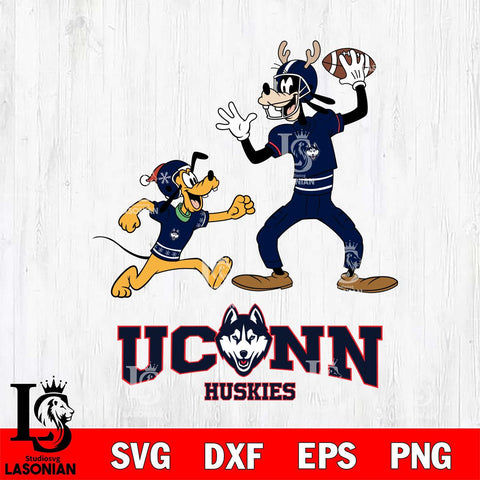 UConn Huskies Goofy & Pluto Football Cricut,Christmas SVG DXF EPS PNG FILE, NCAA Digital Download,Instant Download, Silhouette