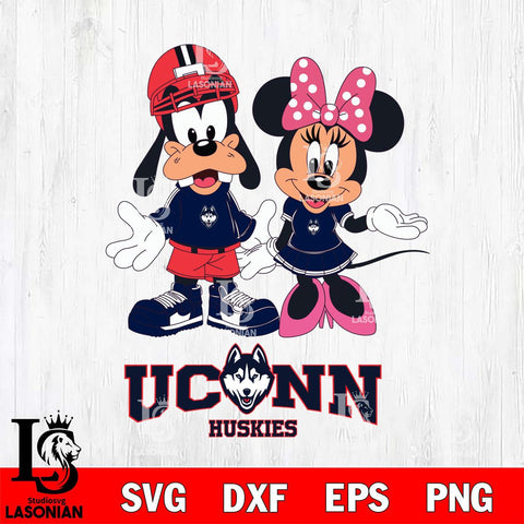 UConn Huskies Goofy and Minnie mouse Football SVG DXF EPS PNG FILE,NCAA svg ,Football Digital Download,Instant Download, Silhouette