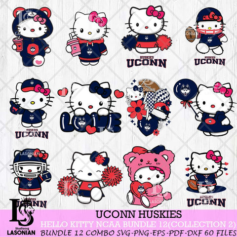 UConn Huskies Hello Kitty Bundle 12 SVG Svg Eps Dxf Png File, Digital Download, Instant Download