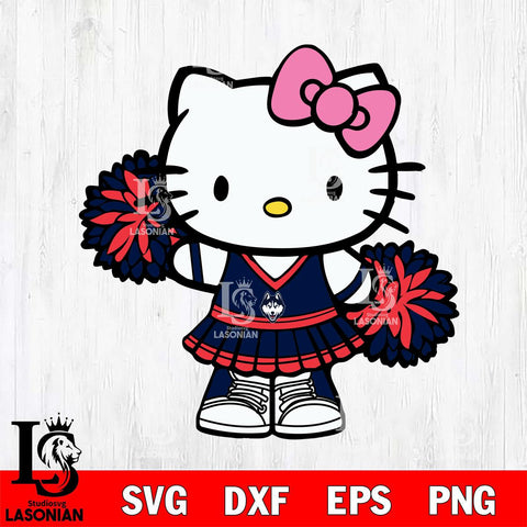 UConn Huskies Hello Kitty Cheerleader 11 Svg Eps Dxf Png File, Digital Download, Instant Download