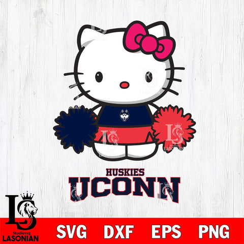 UConn Huskies Hello Kitty Cheerleader 2 Svg Eps Dxf Png File, Digital Download, Instant Download