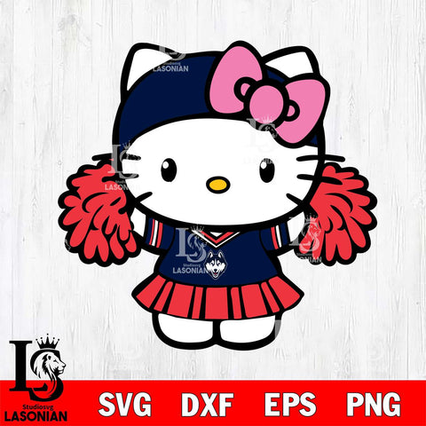 UConn Huskies Hello Kitty Cheerleader 5 Svg Eps Dxf Png File, Digital Download, Instant Download