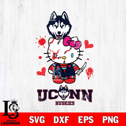 UConn Huskies Hello Kitty Horror 2 Svg Eps Dxf Png File, Digital Download