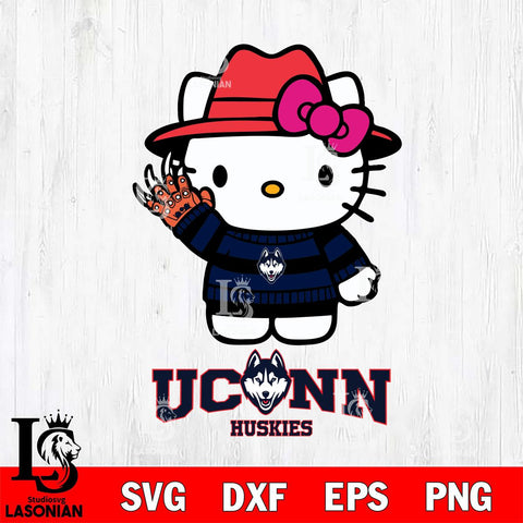 UConn Huskies Hello Kitty Horror 6 Svg Eps Dxf Png File, Digital Download