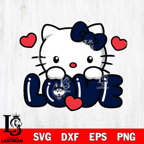 UConn Huskies Hello Kitty Love Svg Eps Dxf Png File, Digital Download, Instant Download
