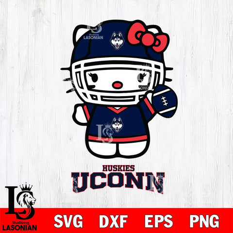 UConn Huskies Hello Kitty NCAA 1 Svg Eps Dxf Png File, Digital Download, Instant Download