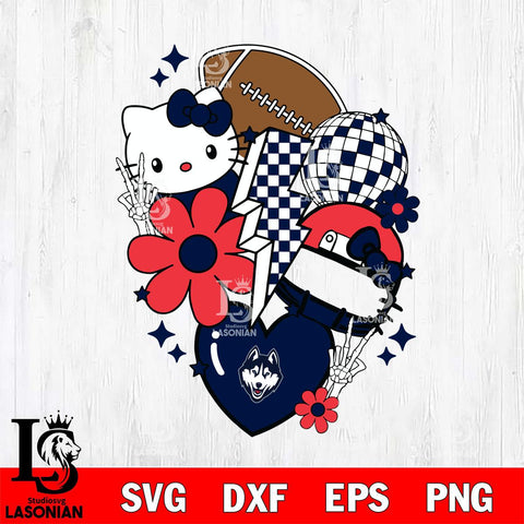 UConn Huskies Hello Kitty NCAA 2 Svg Eps Dxf Png File, Digital Download, Instant Download