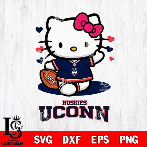 UConn Huskies Hello Kitty NCAA 3 Svg Eps Dxf Png File, Digital Download, Instant Download