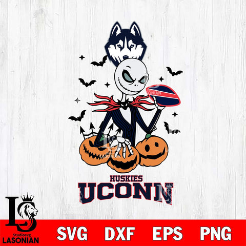 UConn Huskies Jack Skellington 2 halloween Svg Eps Dxf Png File, NCAA svg, Digital Download, Instant Download