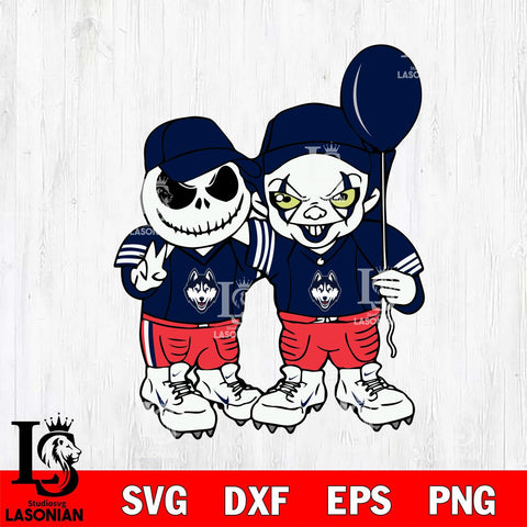 UConn Huskies Jack Skellington And Pennywise Football Svg Eps Dxf Png File, NCAA svg, Digital Download, Instant Download