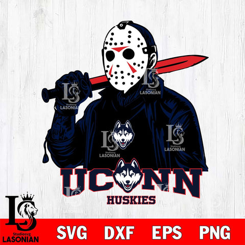 UConn Huskies Jason Voorhees Horror 12 Svg Eps Dxf Png File, NCAA svg, Digital Download, Instant Download