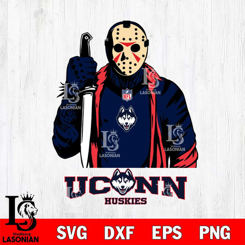 UConn Huskies Jason Voorhees Horror 3 Svg Eps Dxf Png File, NCAA svg, Digital Download, Instant Download