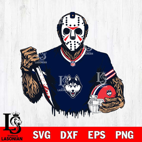 UConn Huskies Jason Voorhees Horror 5 Svg Eps Dxf Png File, NCAA svg, Digital Download, Instant Download
