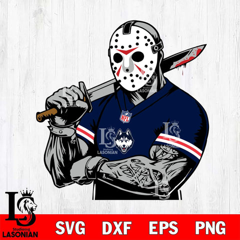 UConn Huskies Jason Voorhees Horror 6 Svg Eps Dxf Png File, NCAA svg, Digital Download, Instant Download