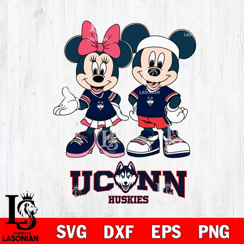 UConn Huskies Mickey And Minnie Football Svg Eps Dxf Png File, NCAA svg , Digital Download , Instant Download, Cricut File