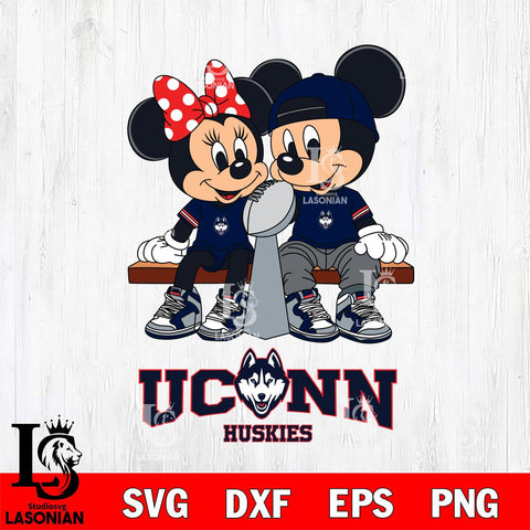 UConn Huskies Mickey And Minnie Football Champions Svg Eps Dxf Png File, NCAA svg , Digital Download , Instant Download, Cricut File
