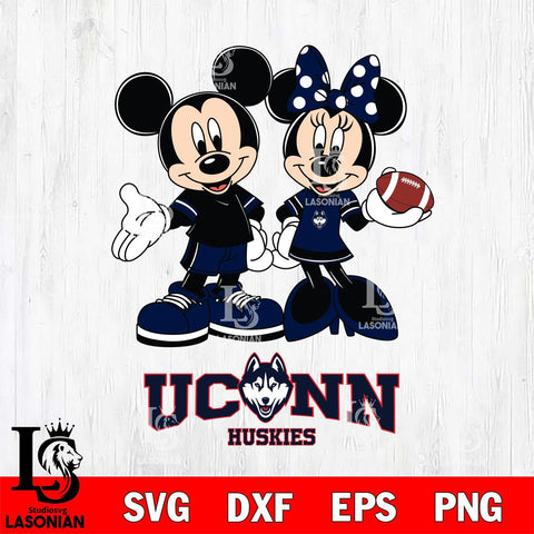 UConn Huskies Mickey Minnie Football Svg Eps Dxf Png File, NCAA svg , Digital Download , Instant Download, Cricut File