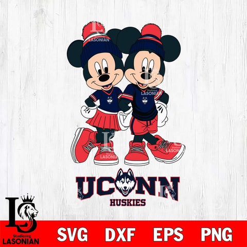 UConn Huskies Mickey Minnie Valentine Football Svg Eps Dxf Png File, NCAA svg , Digital Download , Instant Download, Cricut File