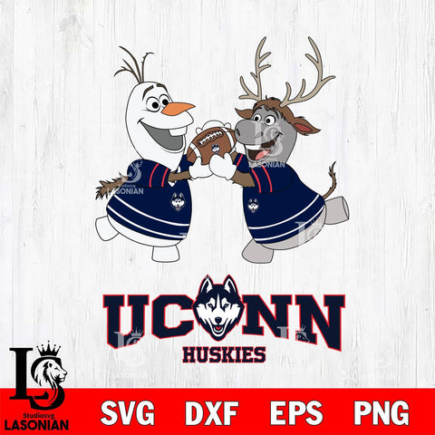 UConn Huskies Olaf & Sven Football Cricut,Christmas SVG DXF EPS PNG FILE, NCAA Digital Download,Instant Download, Silhouette