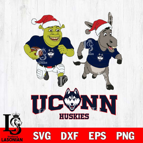 UConn Huskies Shrek and Donkey Football Cricut,Christmas SVG DXF EPS PNG FILE, NCAA Digital Download,Instant Download, Silhouette
