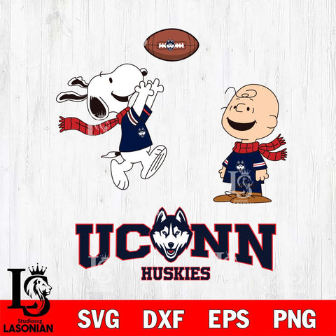 UConn Huskies Snoopy & Charlie Brown Football Cricut,Christmas SVG DXF EPS PNG FILE, NCAA Digital Download,Instant Download, Silhouette
