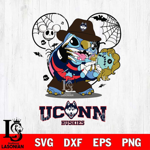 UConn Huskies Stitch Freddy Krueger Halloween Svg Eps Dxf Png File, Digital Download, Instant Download