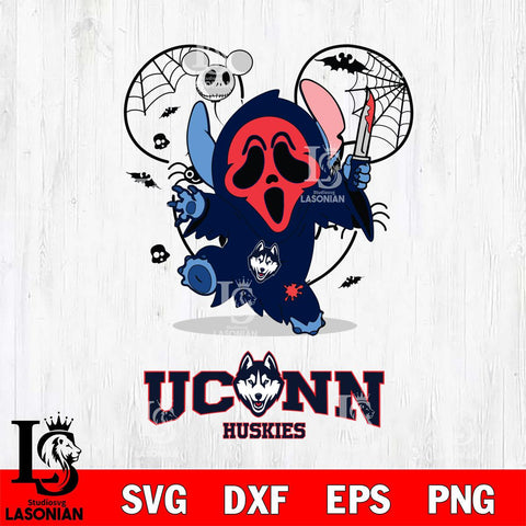UConn Huskies Stitch Ghost Face Halloween 2 Svg Eps Dxf Png File, Digital Download, Instant Download