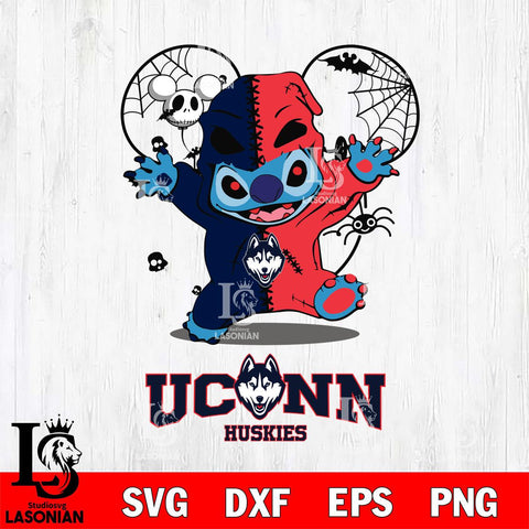 UConn Huskies Stitch Horror Halloween 2 Svg Eps Dxf Png File, Digital Download, Instant Download