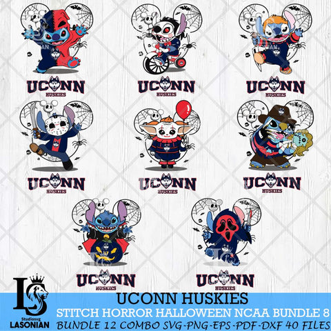 UConn Huskies Stitch Horror Halloween Bundle NCAA Svg Eps Dxf Png File, Digital Download, Instant Download