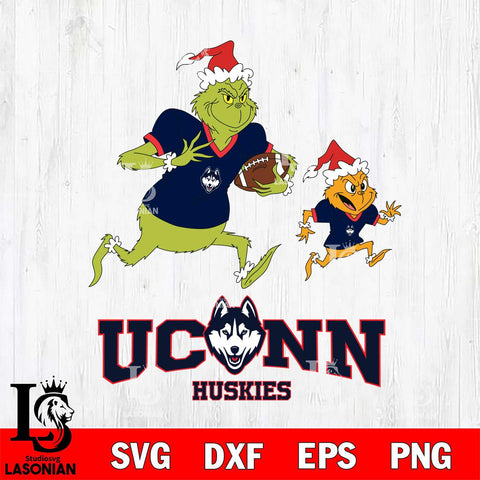 UConn Huskies The Grinch & Max Football Cricut,Christmas SVG DXF EPS PNG FILE, NCAA Digital Download,Instant Download, Silhouette