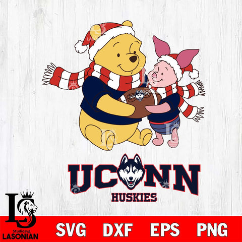 UConn Huskies Winnie the Pooh & Piglet Football Cricut,Christmas SVG DXF EPS PNG FILE, NCAA Digital Download,Instant Download, Silhouette