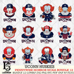 UConn Huskies  Pennywise Horror NCAA Bundle 12 SVG Svg Eps Dxf Png File, Digital Download