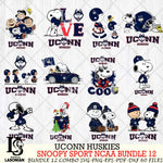 UConn Huskies  Snoopy NCAA Bundle 12 SVG Svg Eps Dxf Png File, Digital Download