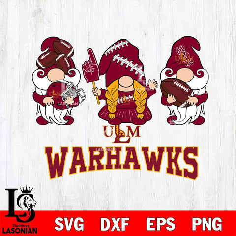 UL Monroe Warhawks 3 Gnomes Football Svg Eps Dxf Png File, Digital Download, Instant Download