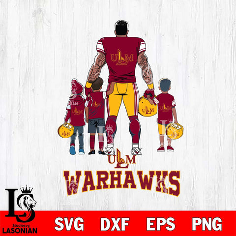 UL Monroe Warhawks 4 Father and son Rugby SVG DXF EPS PNG FILE,NCAA SVG, Father day Digital Download,Instant Download, Silhouette