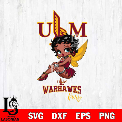 UL Monroe Warhawks Beauty Black Fairy Betty Boop, Svg Eps Dxf Png File, Digital Download
