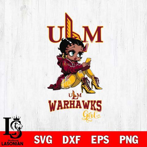 UL Monroe Warhawks Beauty Black Fan Girl Football, Svg Eps Dxf Png File, Digital Download