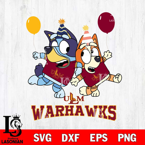 UL Monroe Warhawks Bluey & Bingo 2 Svg Eps Dxf Png File, NCAA svg, Digital Download, Instant Download