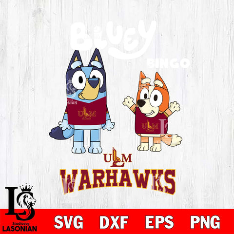UL Monroe Warhawks Bluey & Bingo 4 Svg Eps Dxf Png File, NCAA svg, Digital Download, Instant Download