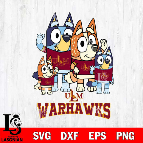 UL Monroe Warhawks Bluey & Bingo 7 Svg Eps Dxf Png File, NCAA svg, Digital Download, Instant Download