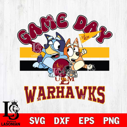 UL Monroe Warhawks Bluey & Bingo 9 Svg Eps Dxf Png File, NCAA svg, Digital Download, Instant Download