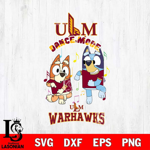 UL Monroe Warhawks Bluey Bingo Dance Mode Svg Eps Dxf Png File, NCAA svg, Digital Download, Instant Download